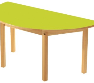 שולחן עץ חצי עיגול ירוק
