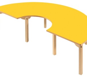 שולחן עץ חצי עיגול